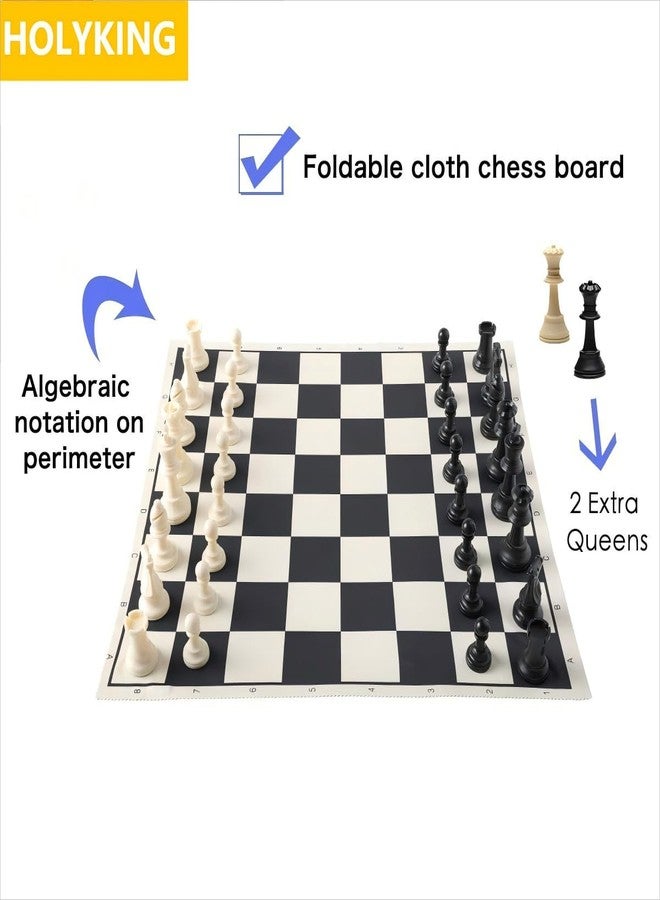 HOLYKING 19" Tournament Cloth Chess Board Set - Portable Travel Pocket Chess Game Set Roll Up Combination- Beginner Chess Set for Kids and Adults - Image 3